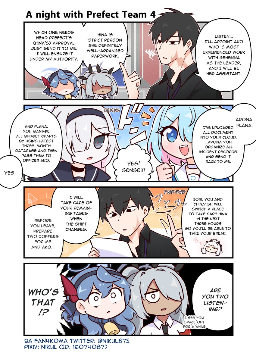 sensei, hina, arona, plana, ako, and 1 more (blue archive) drawn by nikul_(nitime875)