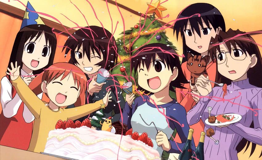 kasuga ayumu, mihama chiyo, sakaki, takino tomo, kagura, and 3 more (azumanga daioh)