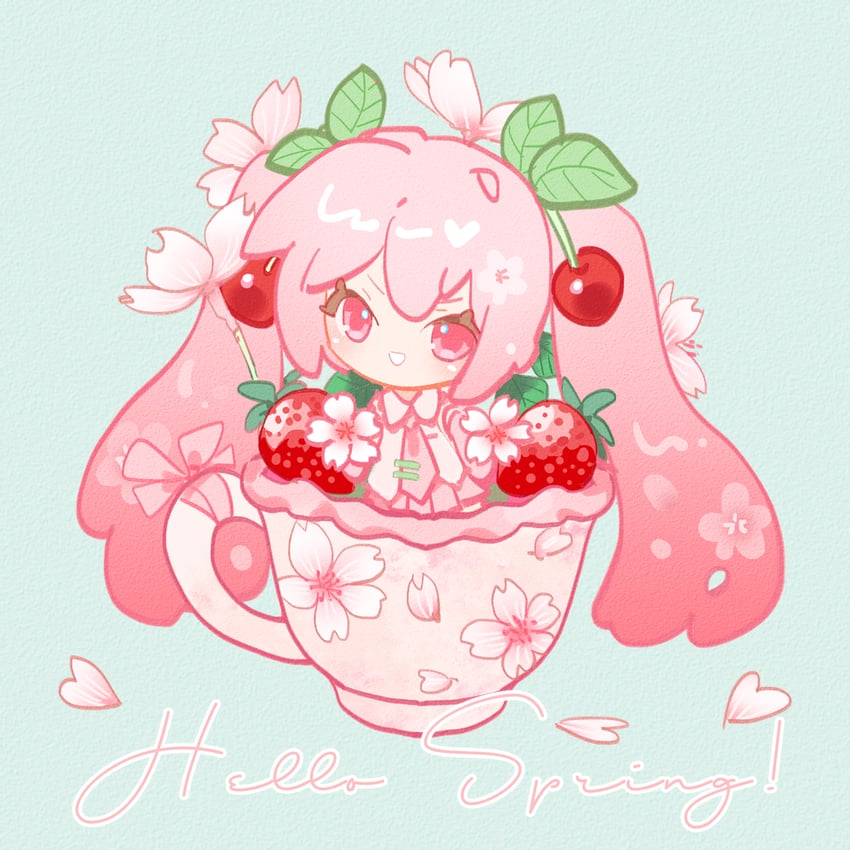 hatsune miku and sakura miku (vocaloid) drawn by indai_(3330425)