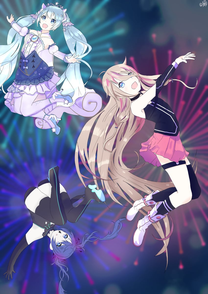 hatsune miku, yuki miku, and ia (vocaloid and 2 more) drawn by dreaming_aria