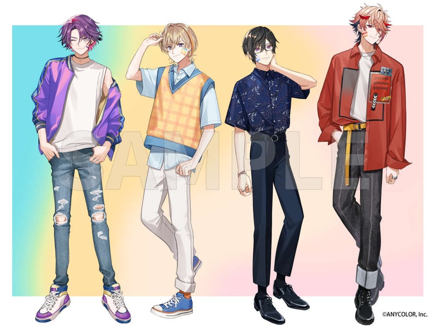 watarai hibari, fura kanato, shikinagi akira, and seraph dazzlegarden (nijisanji) drawn by isamu