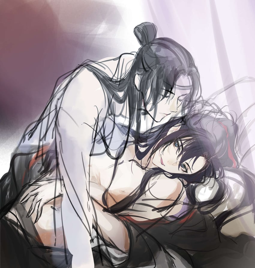 wei wuxian and lan wangji (modao zushi) drawn by hori_airi