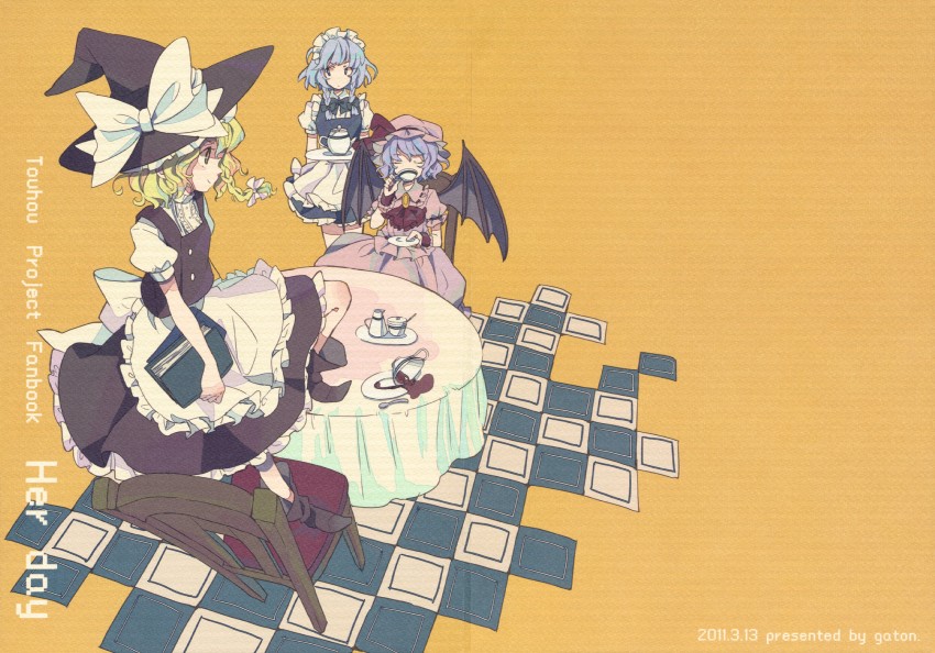 kirisame marisa, remilia scarlet, and izayoi sakuya (touhou) drawn by yuzuhara_moke