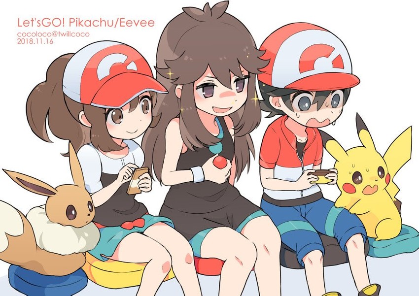 pikachu, eevee, green, elaine, and chase (pokemon and 1 more) drawn by cocoloco