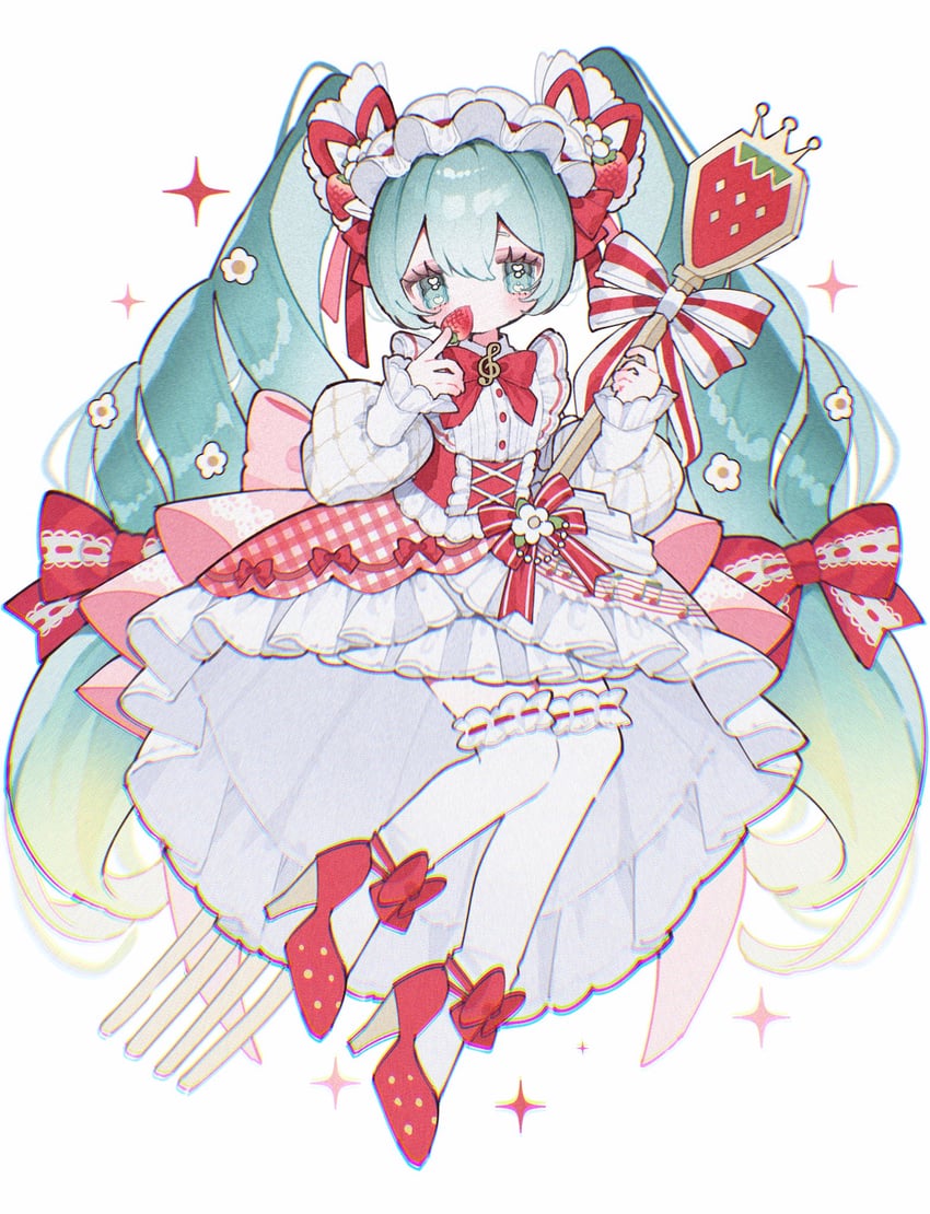 hatsune miku and strawberry miku (vocaloid) drawn by upa_papa_co