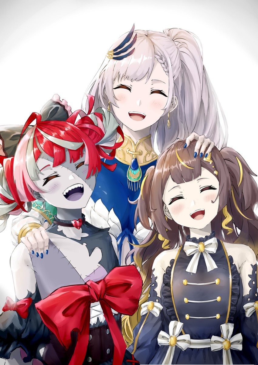 kureiji ollie, pavolia reine, and anya melfissa (hololive and 1 more) drawn by fairxw
