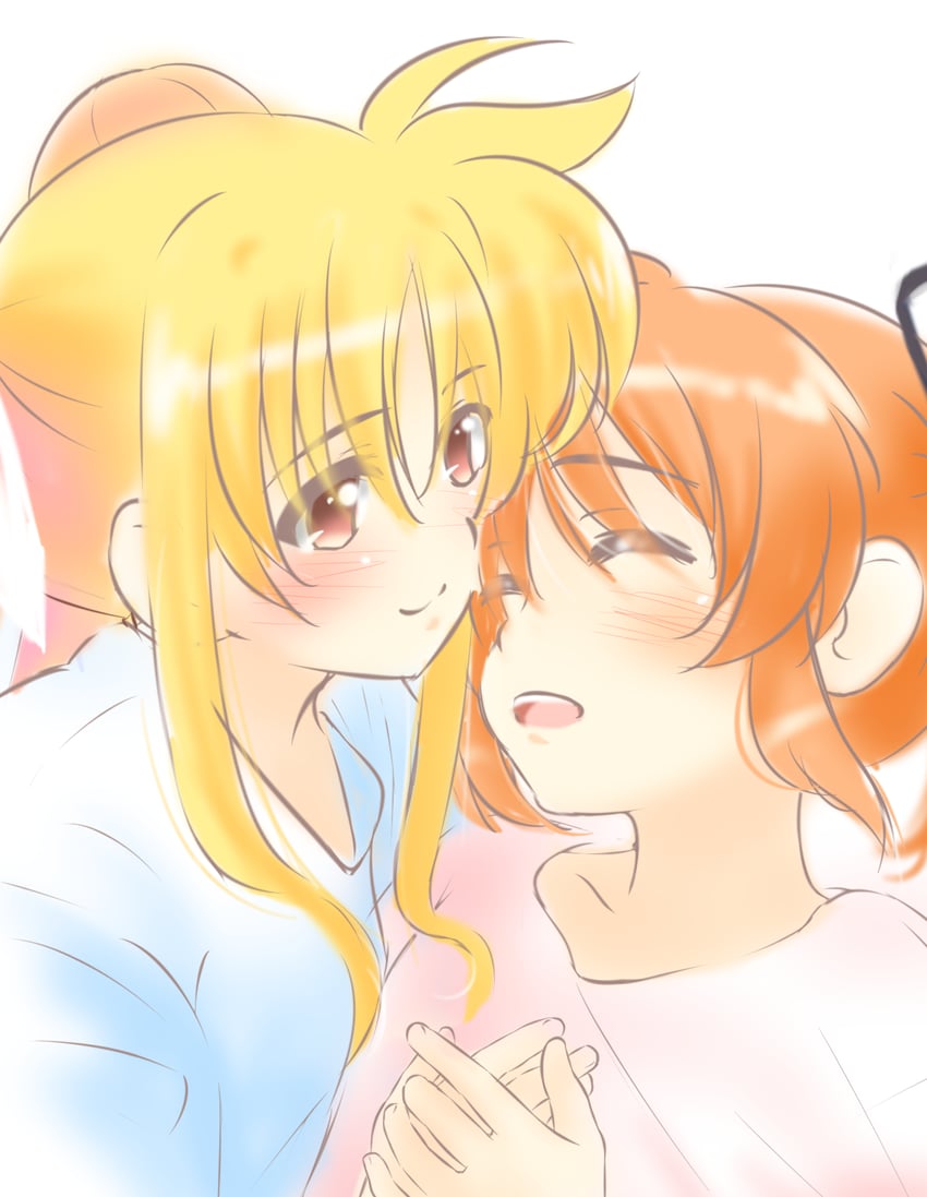 fate testarossa and takamachi nanoha (lyrical nanoha and 1 more) drawn by kerorokjy