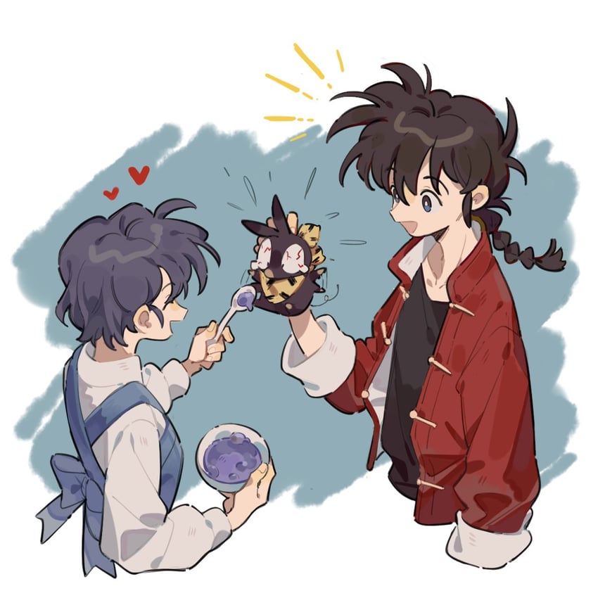 tendou akane, saotome ranma, and p-chan (ranma 1/2) drawn by siyer