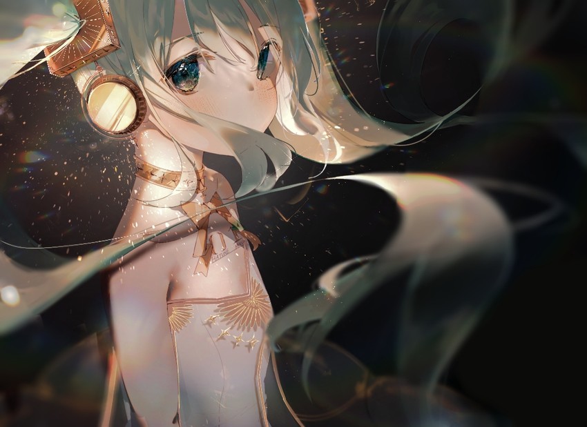 hatsune miku and gramophone miku (vocaloid and 1 more) drawn by iftuoma