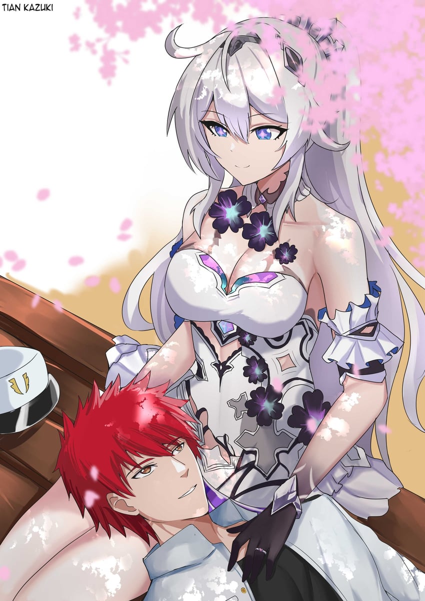 kiana kaslana and captain (honkai and 1 more) drawn by tian_kazuki