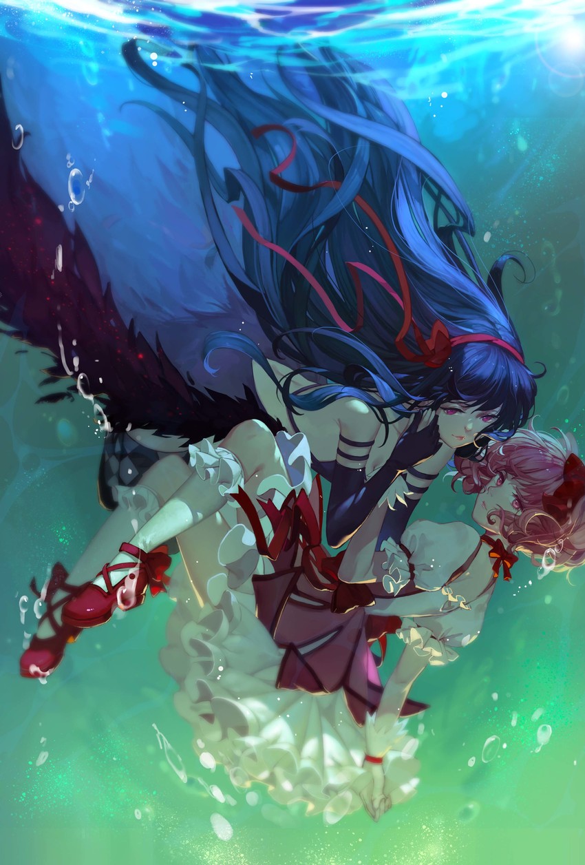 akemi homura, kaname madoka, and akuma homura (mahou shoujo madoka magica and 1 more) drawn by budinger