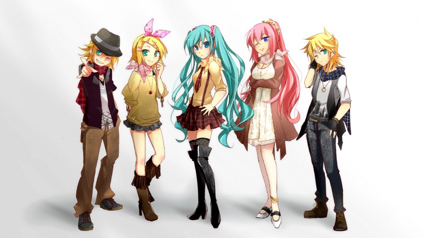 hatsune miku, kagamine rin, kagamine len, and megurine luka (vocaloid) drawn by haru_aki