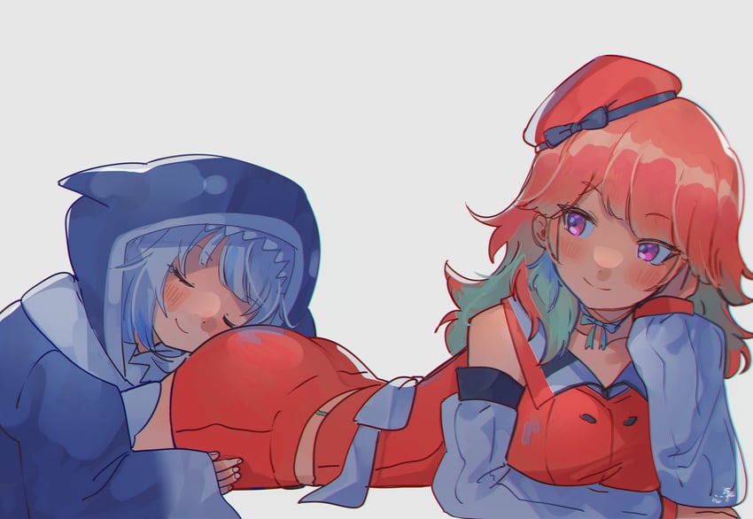 gawr gura and takanashi kiara (hololive and 1 more) drawn by kokomi_(aniesuakkaman)