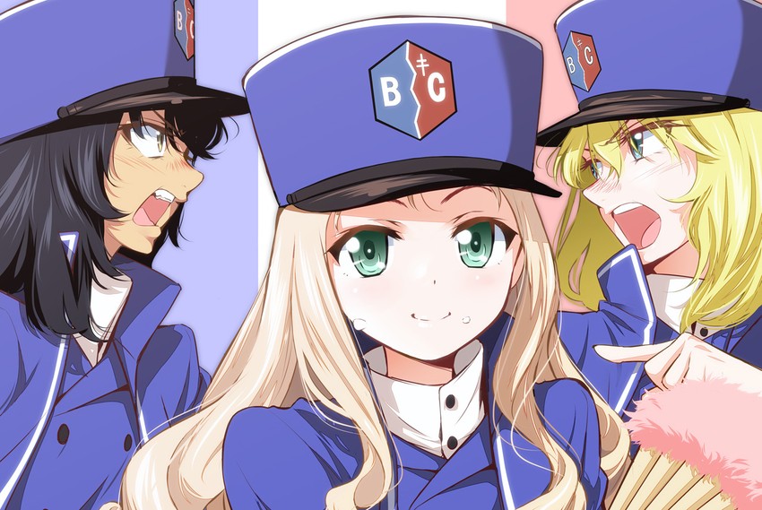 andou, oshida, and marie (girls und panzer) drawn by pre3445