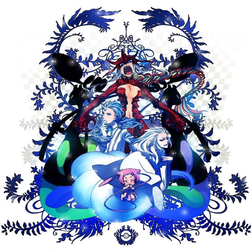 mew, mewtwo, gyarados, ninetales, and rapidash (pokemon) drawn by akezu
