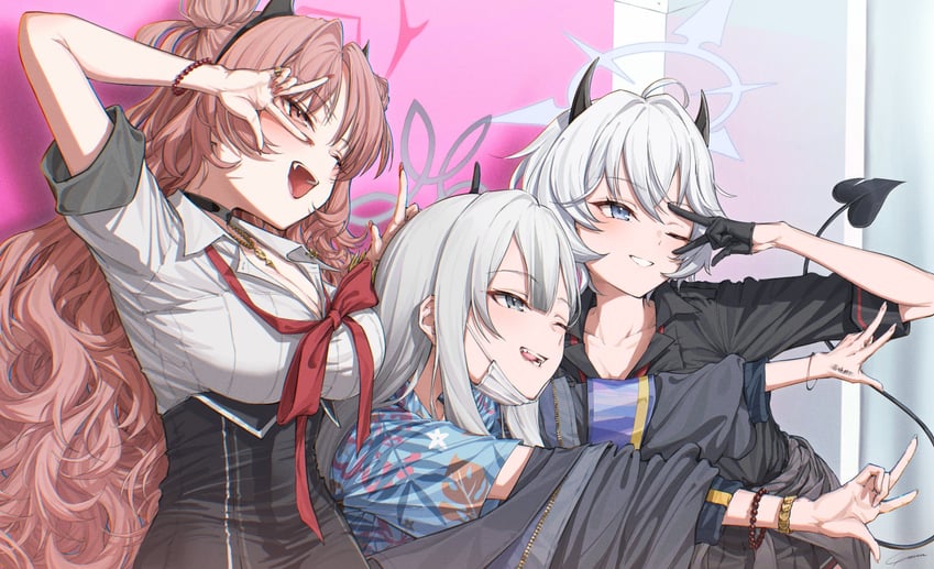 kirara, konoka, and erika (blue archive) drawn by yo_na