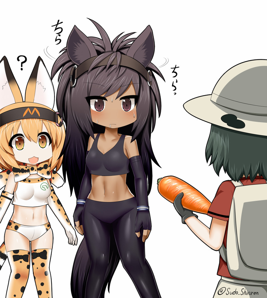serval, kaban, and brown thoroughbred (kemono friends and 1 more) drawn by sudou_noboru