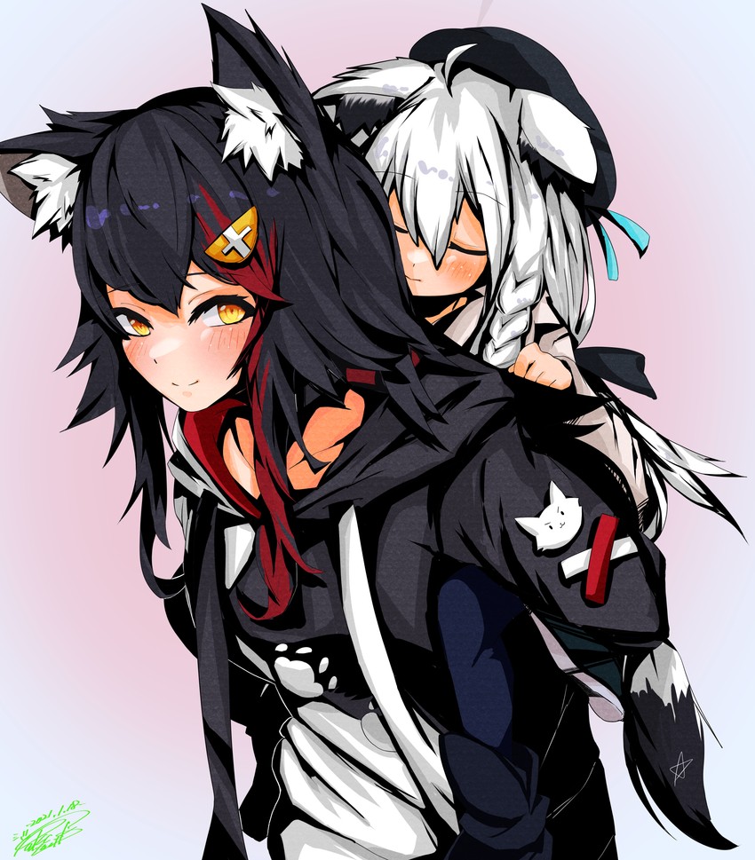 shirakami fubuki and ookami mio (hololive) drawn by aoi_rt0