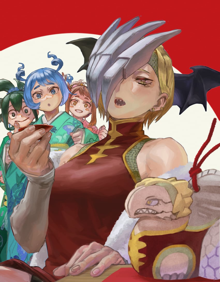 uraraka ochaco, asui tsuyu, hado nejire, and ryuukyuu (boku no hero academia) drawn by yomoyama_yotabanashi