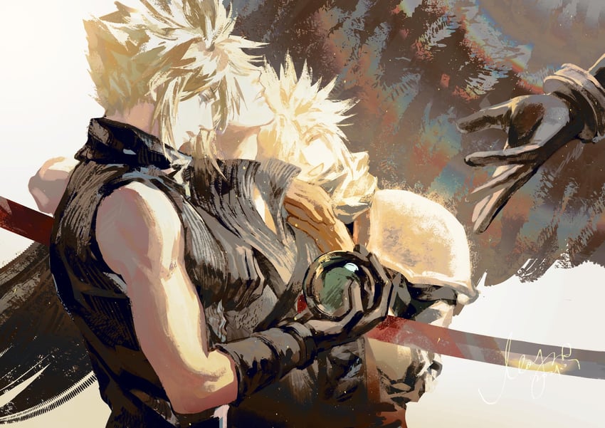 cloud strife and sephiroth (final fantasy and 3 more) drawn by moyna