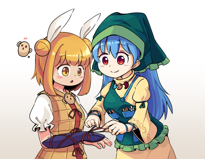 haniyasushin keiki and joutouguu mayumi (touhou) drawn by ruichi_fox