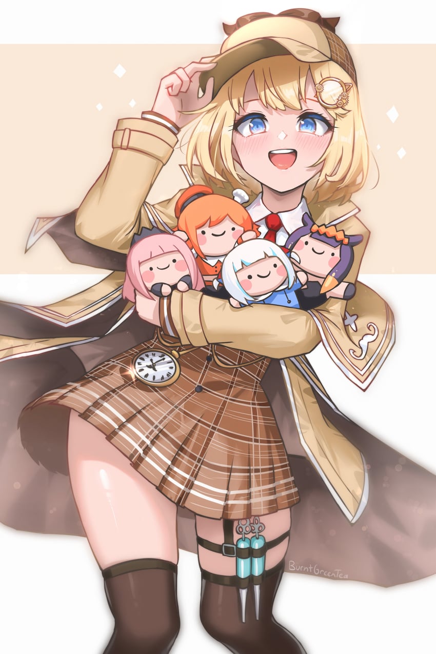 gawr gura, mori calliope, ninomae ina'nis, takanashi kiara, and watson amelia (hololive and 1 more) drawn by burnt_green_tea
