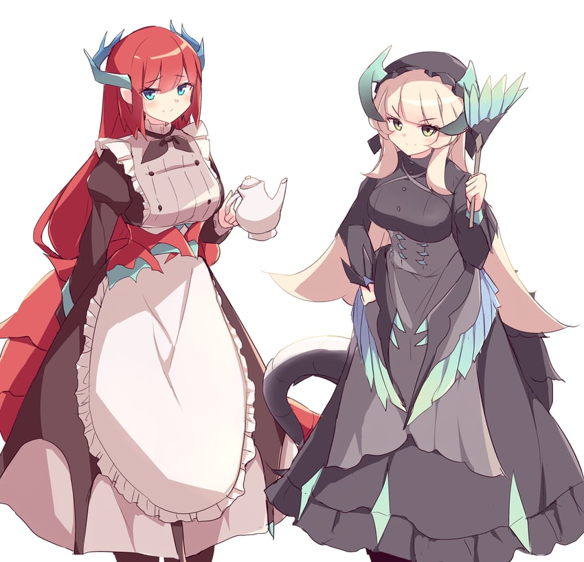 kitchen dragonmaid and chamber dragonmaid (yu-gi-oh!) drawn by kanzakietc