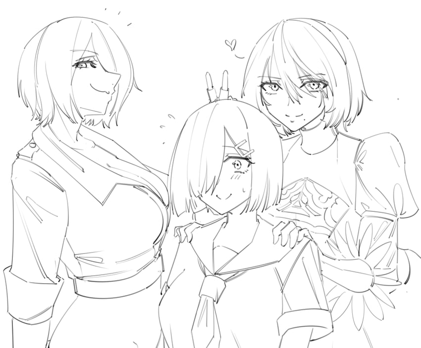 2b, hamakaze, and angel (kantai collection and 3 more) drawn by harris_hero