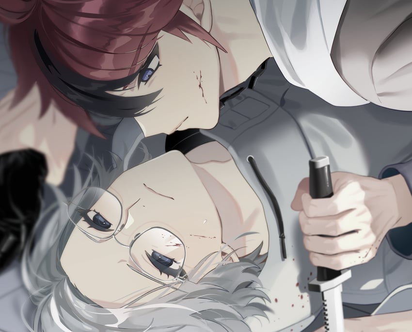 aotsuki eito and sumino takumi (the hundred line -last defense academy-) drawn by mizo_oti_fe