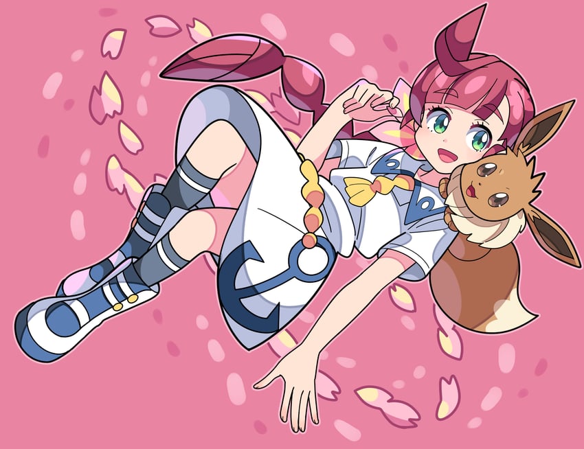 eevee and chloe (pokemon and 1 more) drawn by stchame