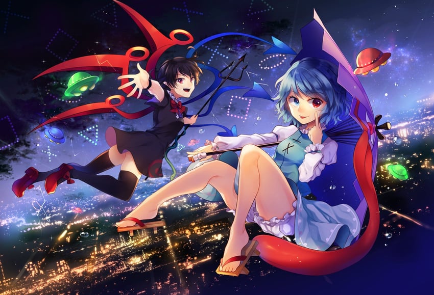 tatara kogasa and houjuu nue (touhou and 1 more) drawn by kaede_(mmkeyy)