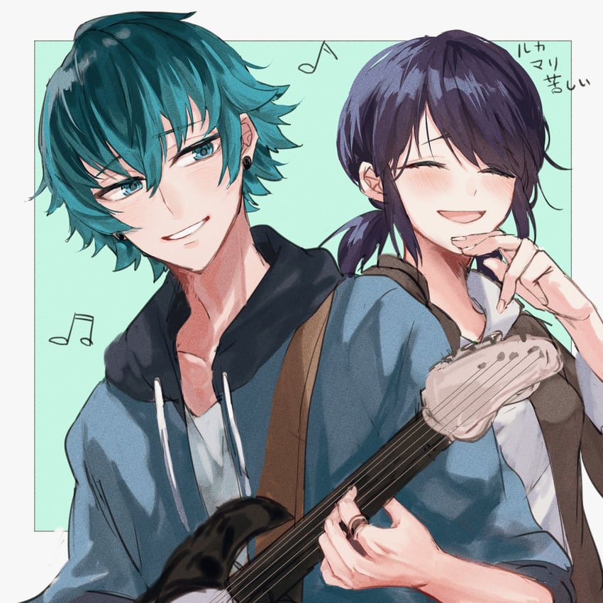 marinette dupain-cheng and luka couffaine (miraculous ladybug) drawn by anuneko1