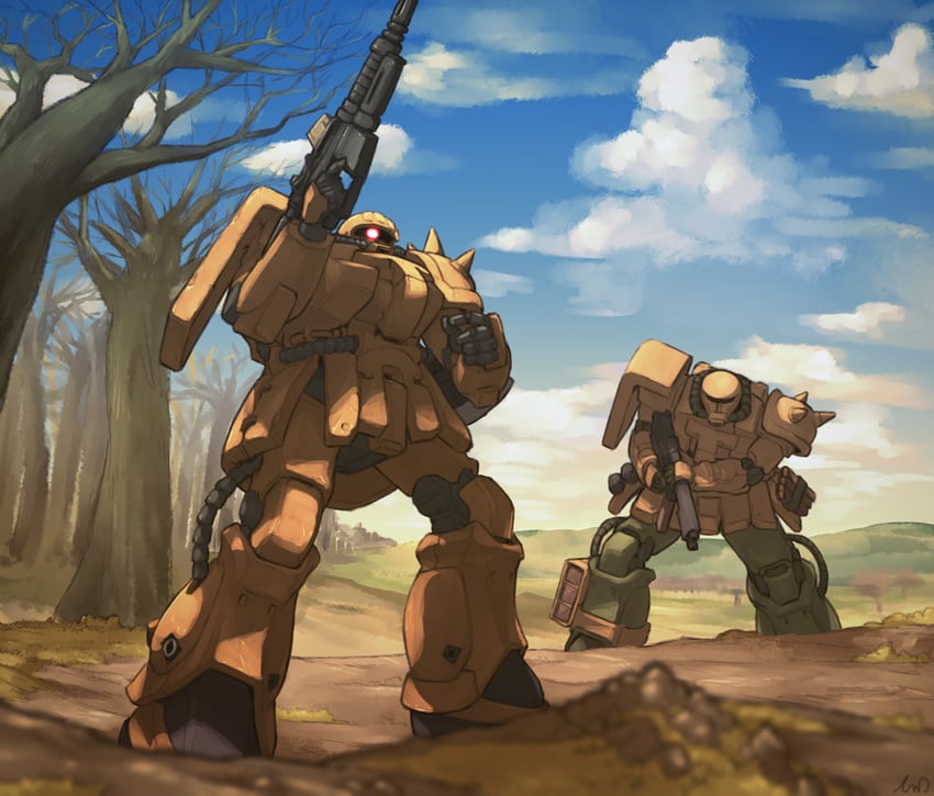 zaku ii and zaku ii f2 (gundam and 1 more) drawn by tessaku_ro