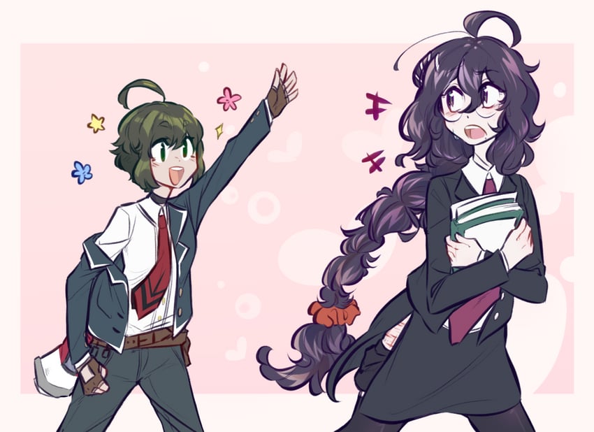 fukawa toko and naegi komaru (danganronpa and 1 more) drawn by parucafe