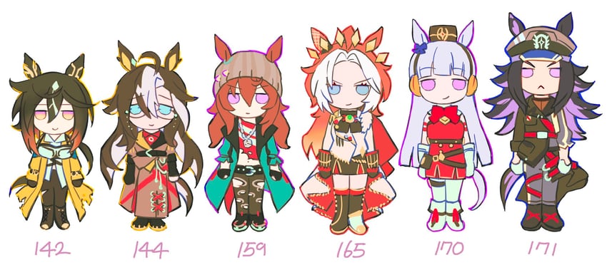 gold ship, nakayama festa, orfevre, dream journey, fenomeno, and 1 more (umamusume) drawn by ooo8_q