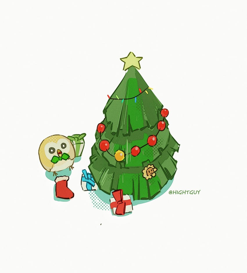rowlet and sunflower (pokemon and 1 more) drawn by hightguy