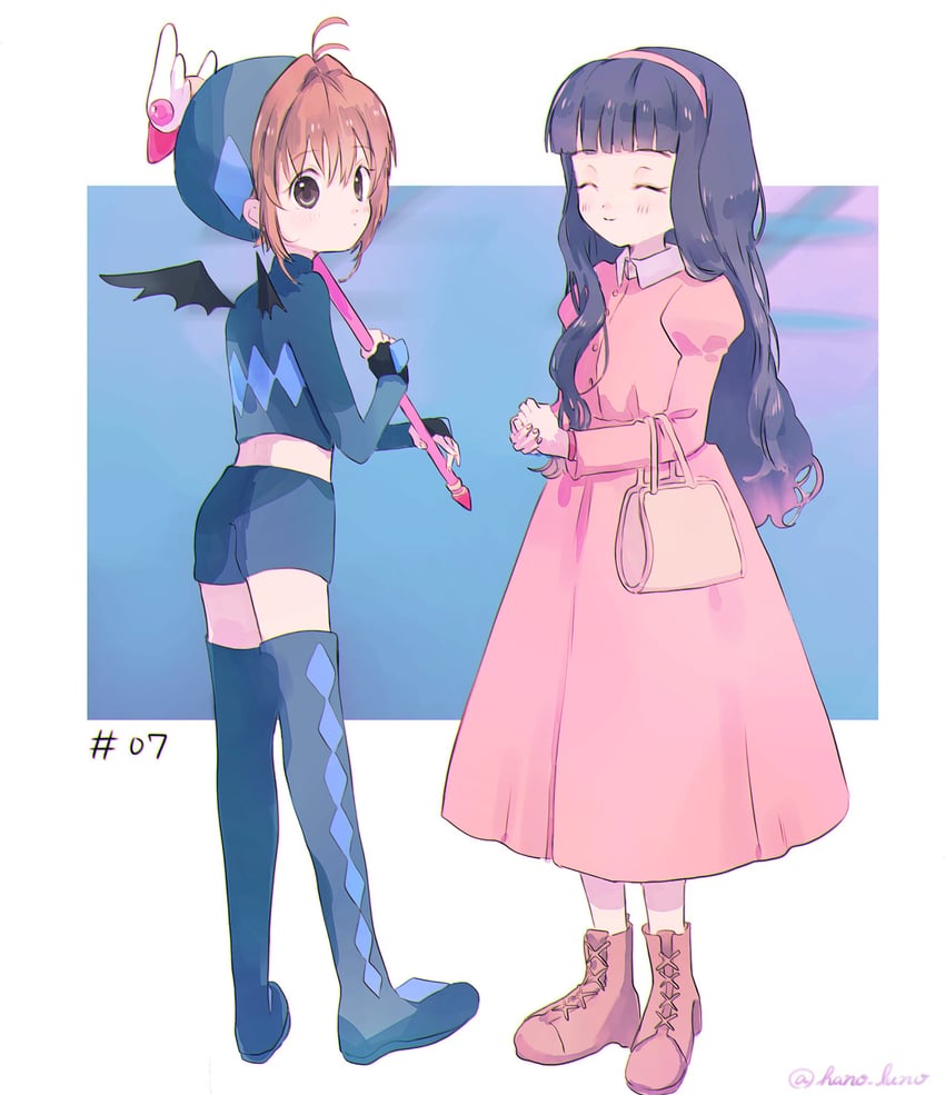 kinomoto sakura and daidouji tomoyo (cardcaptor sakura) drawn by hano_luno