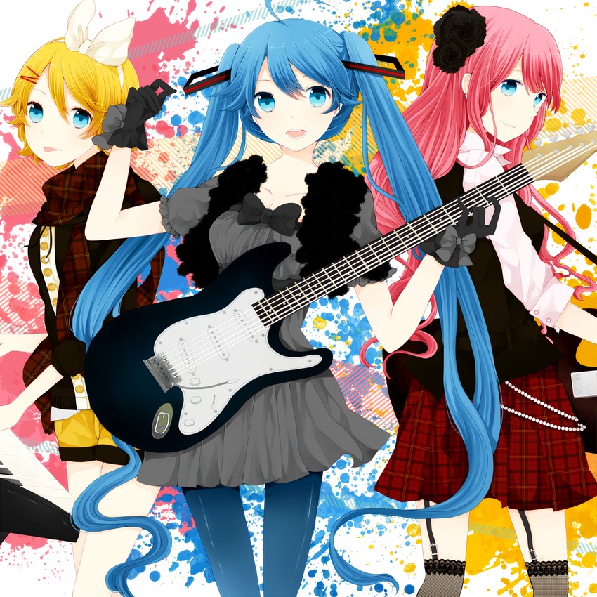 hatsune miku, kagamine rin, and megurine luka (vocaloid) drawn by komine