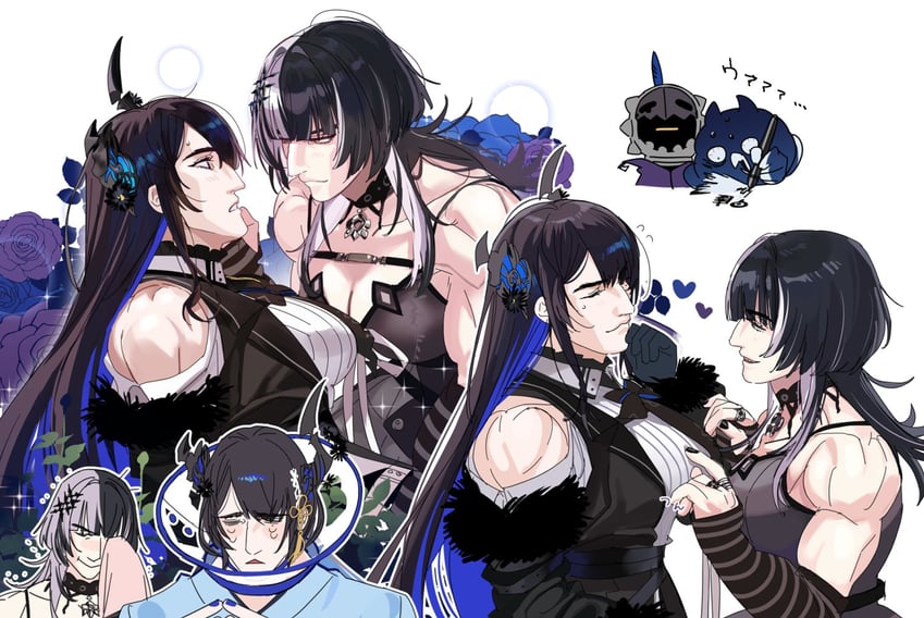 shiori novella, nerissa ravencroft, jailbird, and novelites (hololive and 1 more) drawn by yomosaka