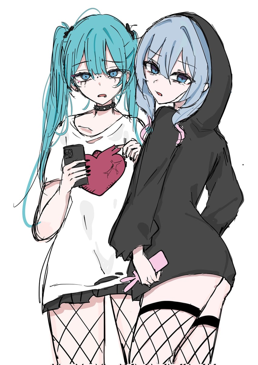 hatsune miku (vocaloid and 2 more) drawn by waimoniku