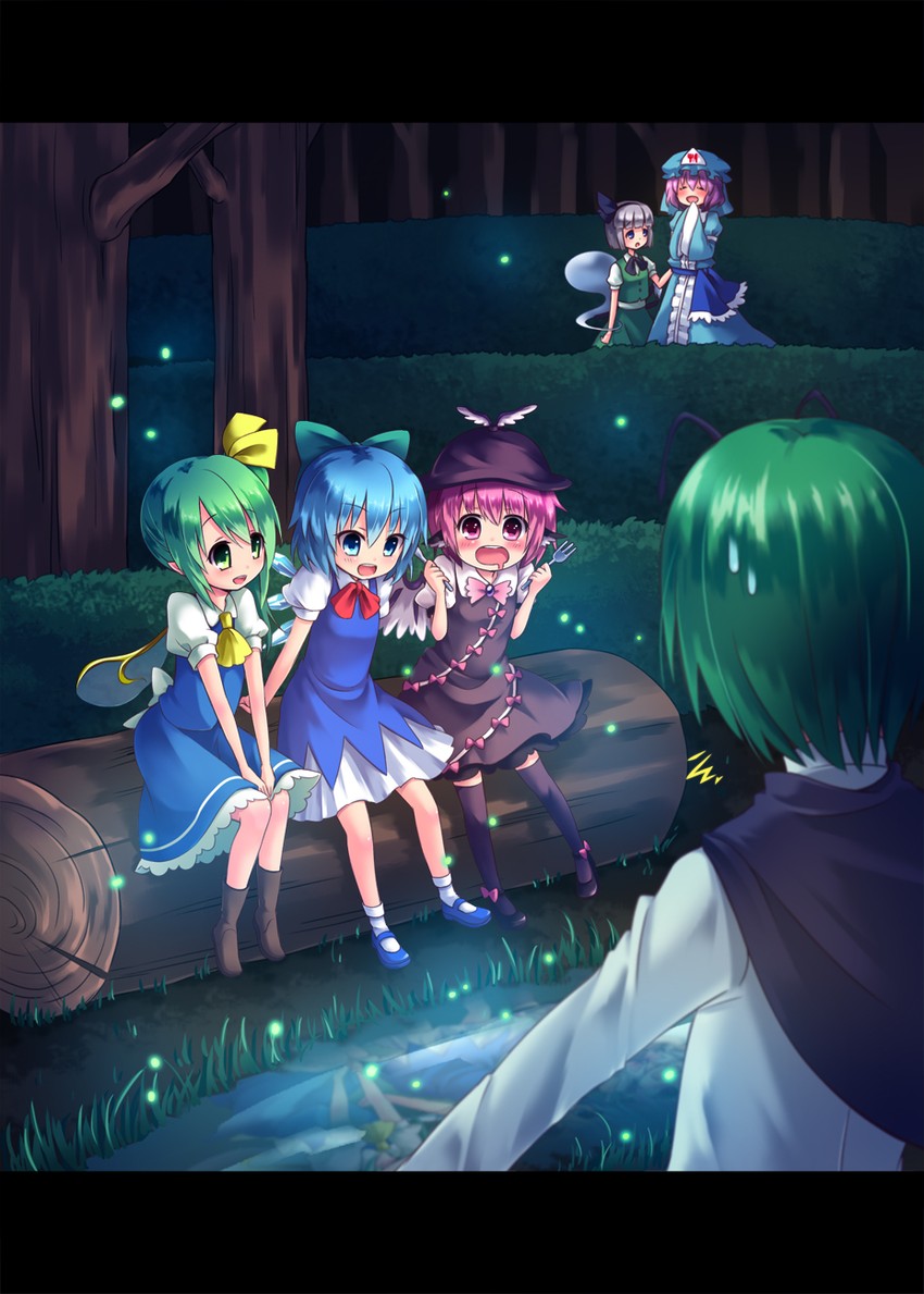 konpaku youmu, cirno, saigyouji yuyuko, mystia lorelei, daiyousei, and 1 more (touhou) drawn by momojiri_aya