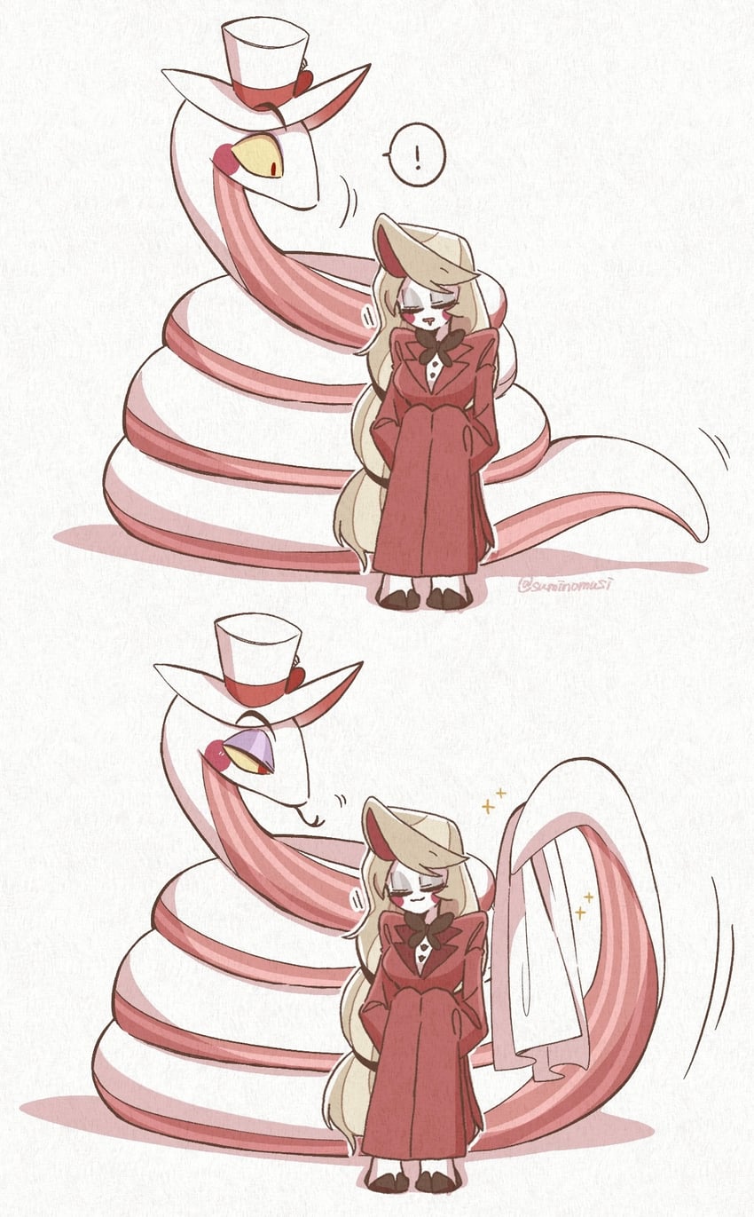 lucifer morningstar and charlie morningstar (hazbin hotel) drawn by hugy8277