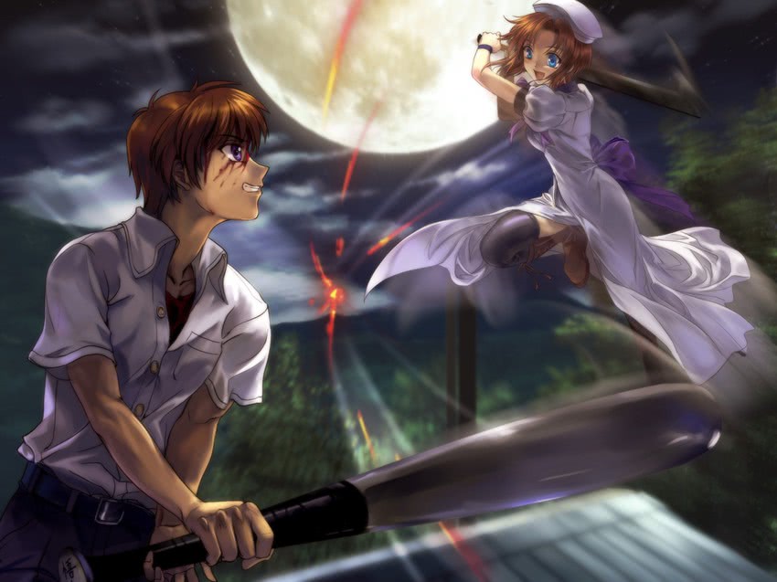 ryuuguu rena and maebara keiichi (higurashi no naku koro ni and 1 more) drawn by mutsuki_(moonknives)