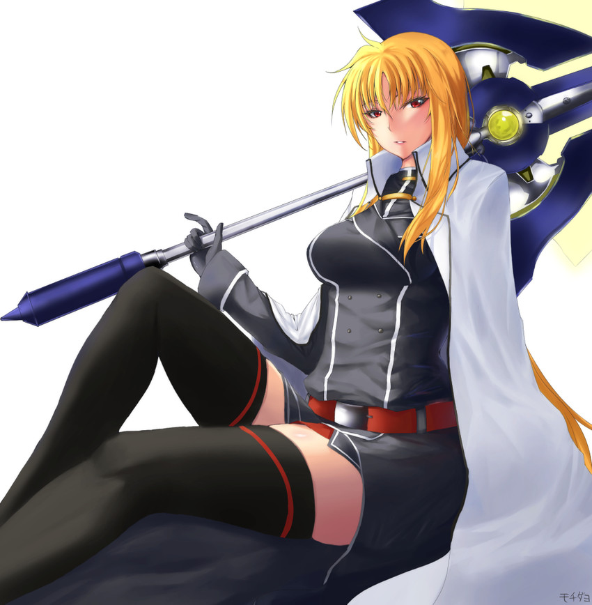 fate testarossa and bardiche (lyrical nanoha and 2 more) drawn by mochidayo_(lovefate999)