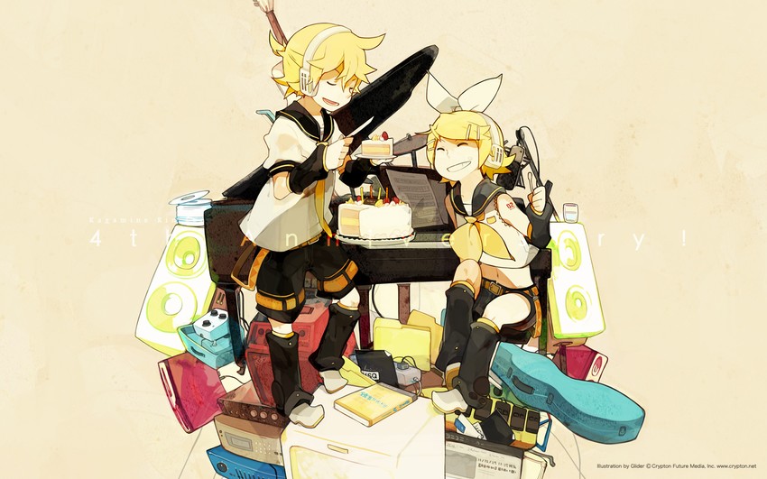 kagamine rin and kagamine len (vocaloid) drawn by glider_(guraida)