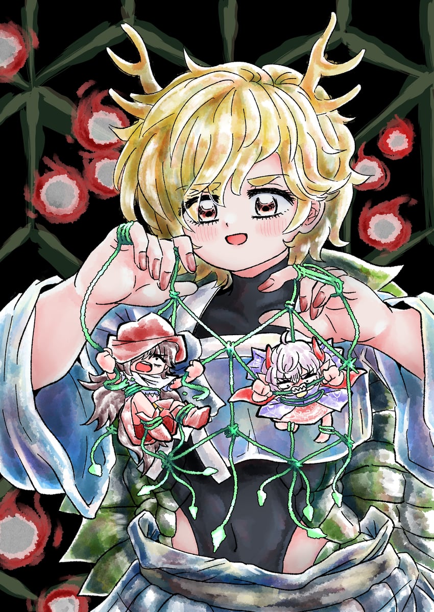 kicchou yachie, kurokoma saki, and toutetsu yuuma (touhou) drawn by kazamichisha