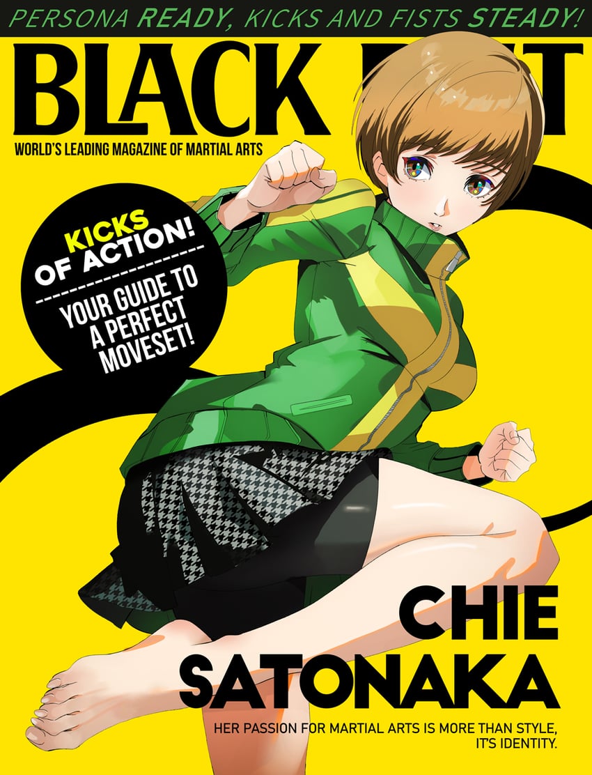 satonaka chie (persona and 1 more) drawn by davoxime