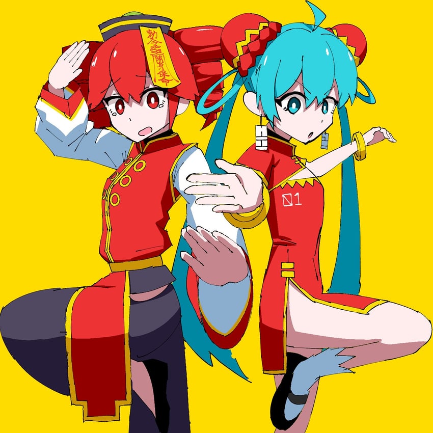 hatsune miku and kasane teto (vocaloid and 3 more) drawn by atena_fumei