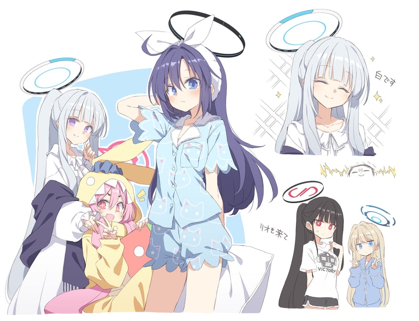 sensei, yuuka, doodle sensei, toki, rio, and 2 more (blue archive) drawn by satou_kibi