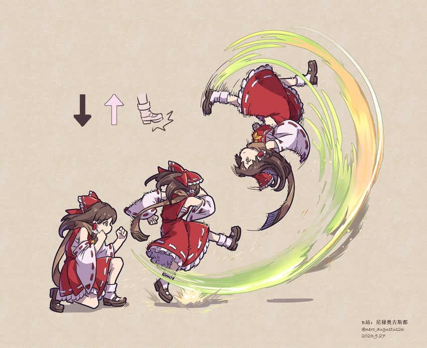 hakurei reimu and guile (touhou and 2 more) drawn by nero_augustus